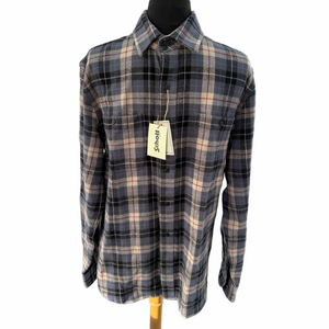Schott Bros Gray Plaid Flannel Shirt Button Up Cotton NYC Heavy NEW W/ Tags